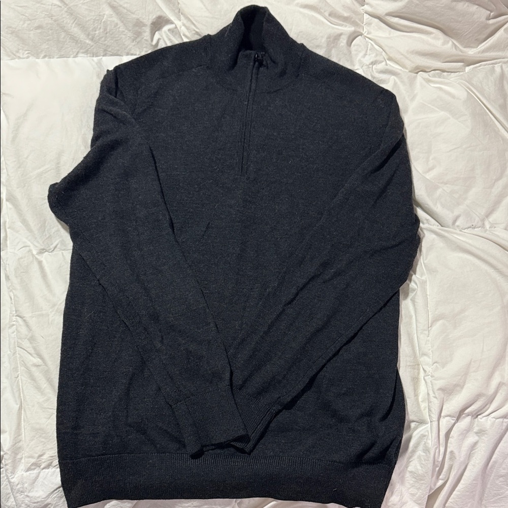 Express Men’s Merino Wool Blend Quarter-Zip Sweater – Dark Gray (Size L)